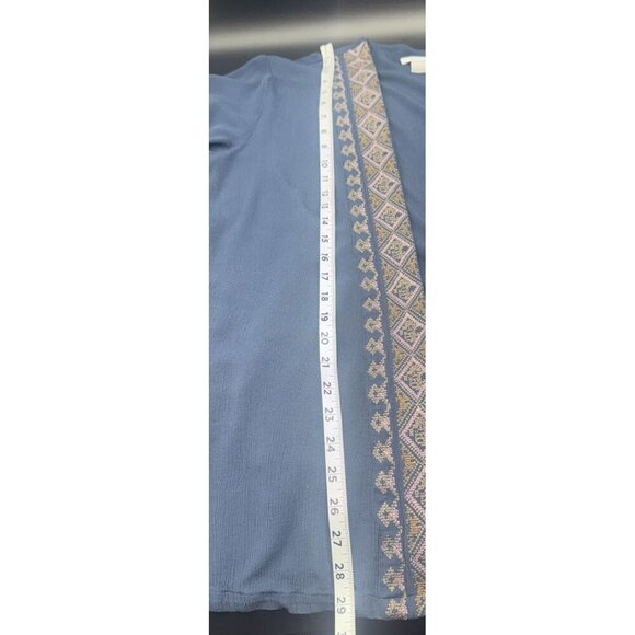 J. Jill Women’s Blue Embroidered Gauzy Open Kimono Cardigan One Size - Picture 9 of 9